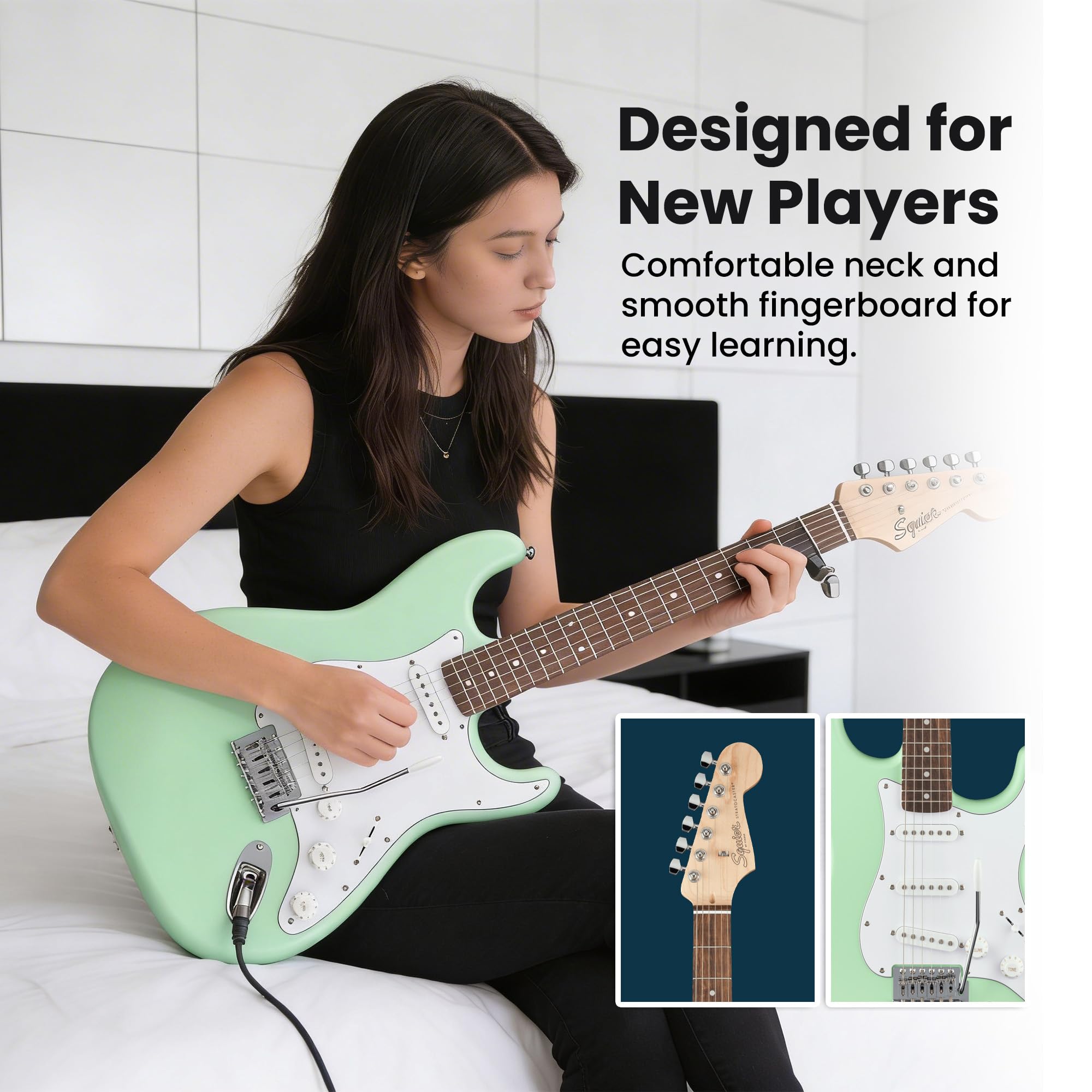 Squier ストラトキャスター エレキギター サーフグリーン メンテ済 Amazon.co.jp: Fender Squier Stratocaster エレキギター - サーフ